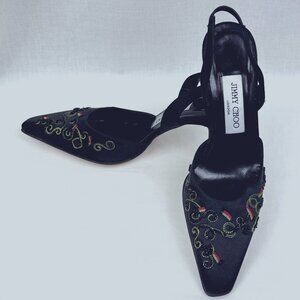 New! Stunning Jimmy Choo Ornate Embroidered and Beaded SlingBacks, US Size 7